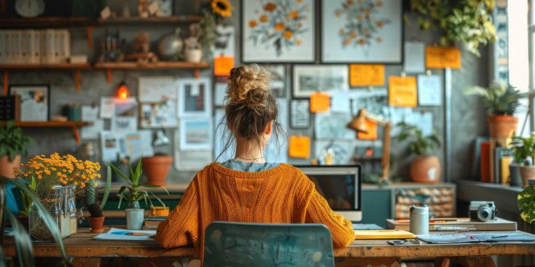 graphic designer working in a creative work environment