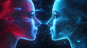 Comparison of Gemini and ChatGPT AI models; AI technology visualization.