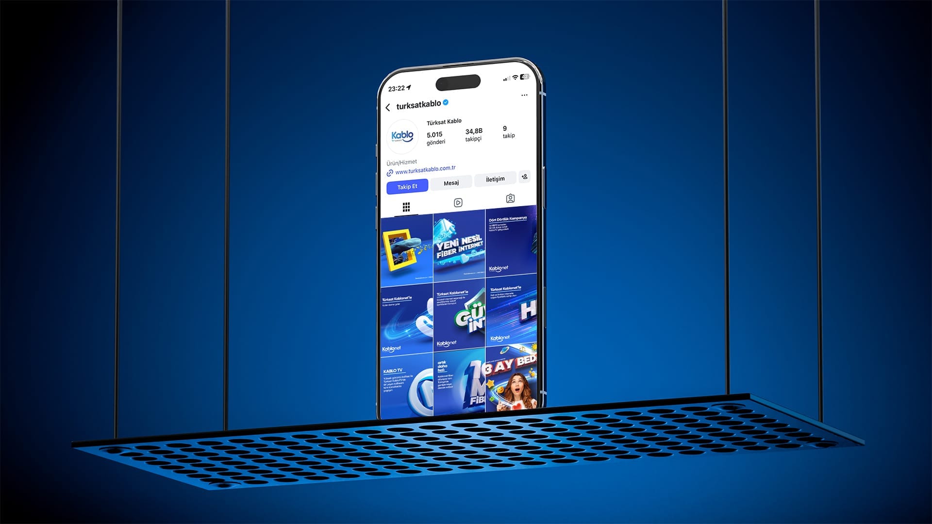 Kablonet's social media management aims to increase engagement and brand awareness targeting the audience.